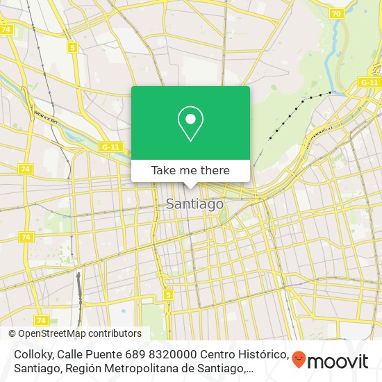 Mapa de Colloky, Calle Puente 689 8320000 Centro Histórico, Santiago, Región Metropolitana de Santiago