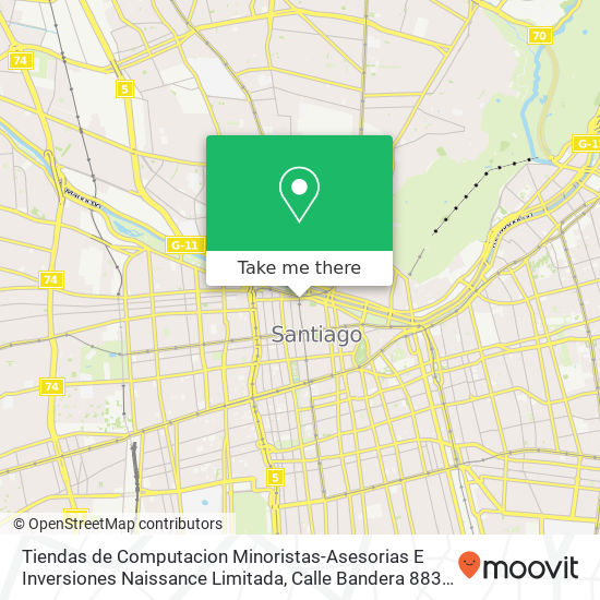 Tiendas de Computacion Minoristas-Asesorias E Inversiones Naissance Limitada, Calle Bandera 883 8320000 Centro Histórico, Santiago, Región Metropolitana de Santiago map