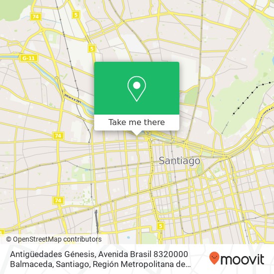 Antigüedades Génesis, Avenida Brasil 8320000 Balmaceda, Santiago, Región Metropolitana de Santiago map
