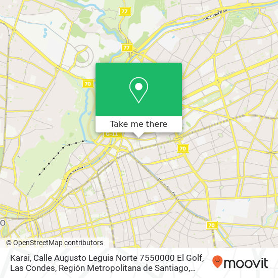 Karai, Calle Augusto Leguia Norte 7550000 El Golf, Las Condes, Región Metropolitana de Santiago map