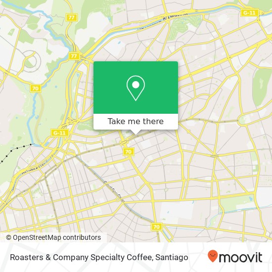 Mapa de Roasters & Company Specialty Coffee, Avenida Apoquindo 7550000 Escuela Militar, Las Condes, Región Metropolitana de Santiago
