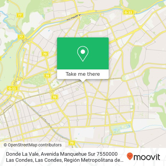 Mapa de Donde La Vale, Avenida Manquehue Sur 7550000 Las Condes, Las Condes, Región Metropolitana de Santiago