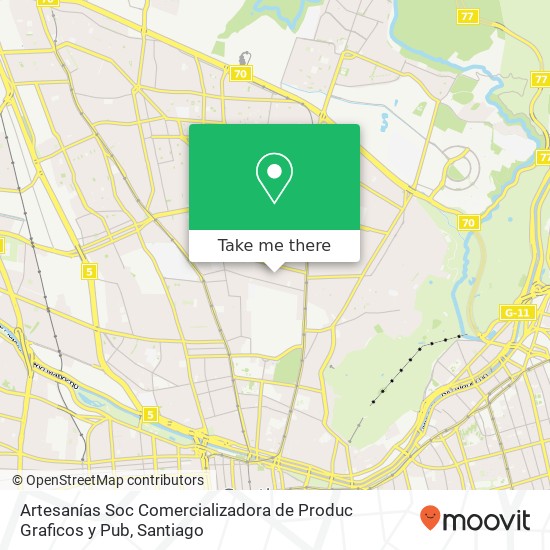 Mapa de Artesanías Soc Comercializadora de Produc Graficos y Pub, Calle San Gerardo 768 8420000 Recoleta, Recoleta, Región Metropolitana de Santiago