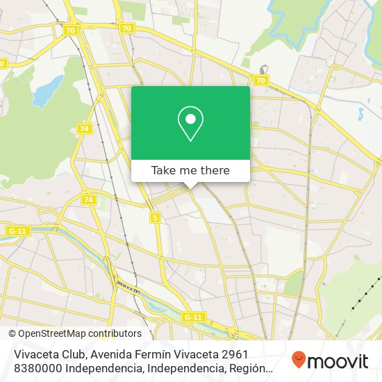 Mapa de Vivaceta Club, Avenida Fermín Vivaceta 2961 8380000 Independencia, Independencia, Región Metropolitana de Santiago