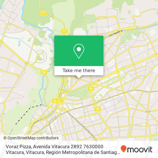 Mapa de Voraz Pizza, Avenida Vitacura 2892 7630000 Vitacura, Vitacura, Región Metropolitana de Santiago