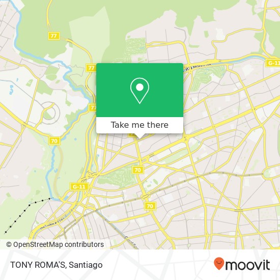Mapa de TONY ROMA'S, Avenida Vitacura 4607 7630000 Vitacura, Vitacura, Región Metropolitana de Santiago