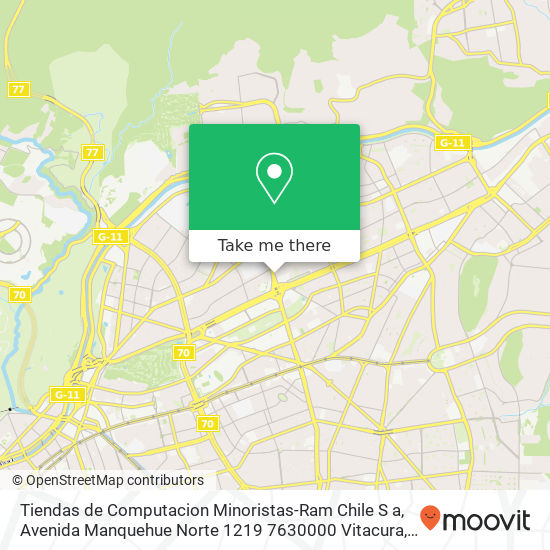 Tiendas de Computacion Minoristas-Ram Chile S a, Avenida Manquehue Norte 1219 7630000 Vitacura, Vitacura, Región Metropolitana de Santiago map