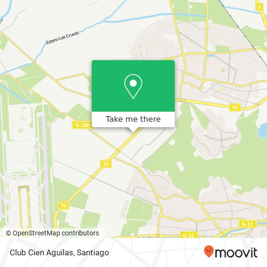 Mapa de Club Cien Aguilas, Avenida Américo Vespucio 01090 8700000 Quilicura, Región Metropolitana de Santiago
