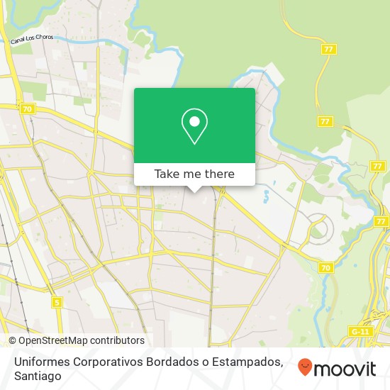 Mapa de Uniformes Corporativos Bordados o Estampados, Calle Teniente Juan Colipi 985 8420000 Recoleta, Recoleta, Región Metropolitana de Santiago