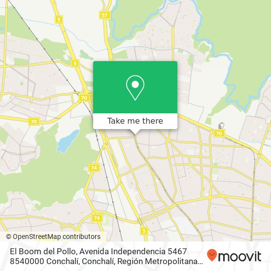 El Boom del Pollo, Avenida Independencia 5467 8540000 Conchalí, Conchalí, Región Metropolitana de Santiago map