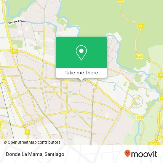 Mapa de Donde La Mama, Avenida Principal L Carrera Pinto 8420000 Recoleta, Recoleta, Región Metropolitana de Santiago