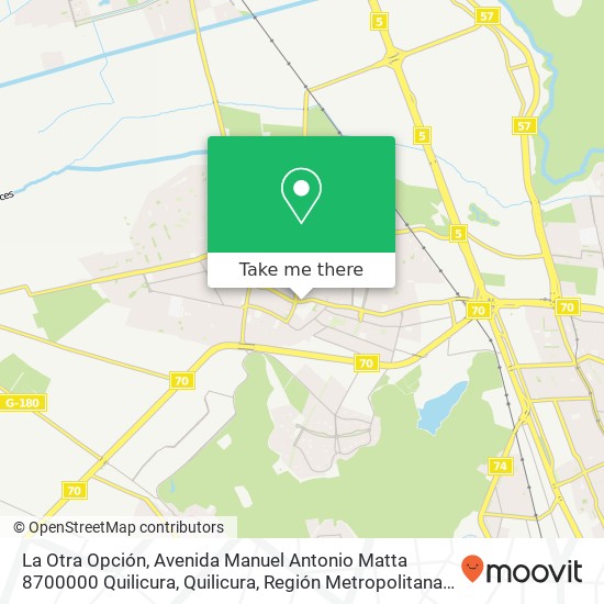 Mapa de La Otra Opción, Avenida Manuel Antonio Matta 8700000 Quilicura, Quilicura, Región Metropolitana de Santiago