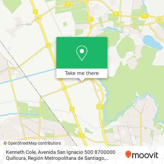 Mapa de Kenneth Cole, Avenida San Ignacio 500 8700000 Quilicura, Región Metropolitana de Santiago