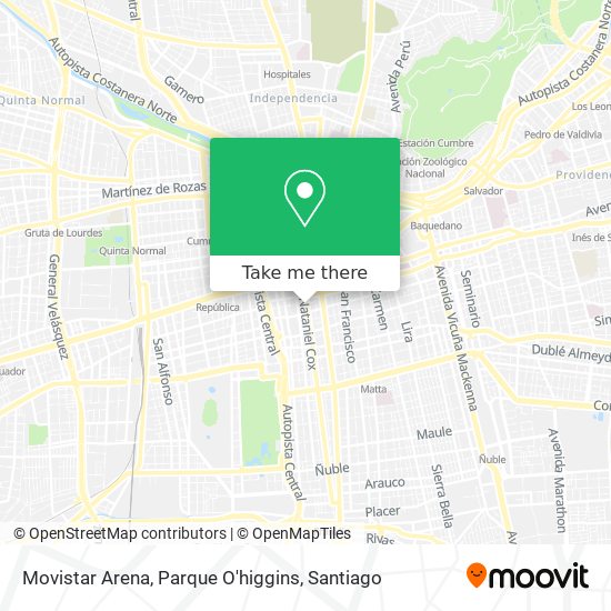 Movistar Arena, Parque O'higgins map