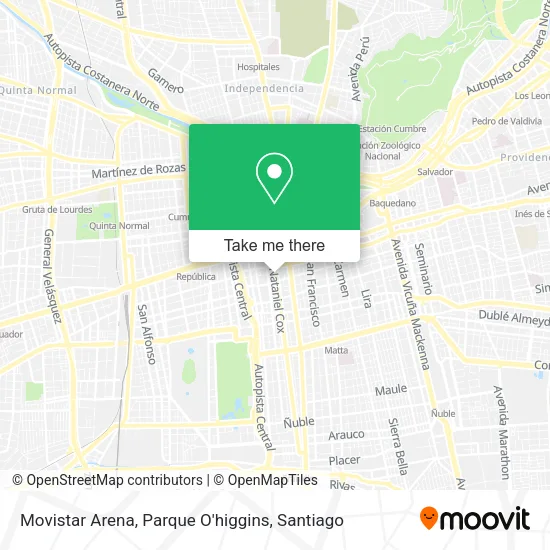 Movistar Arena, Parque O'higgins map