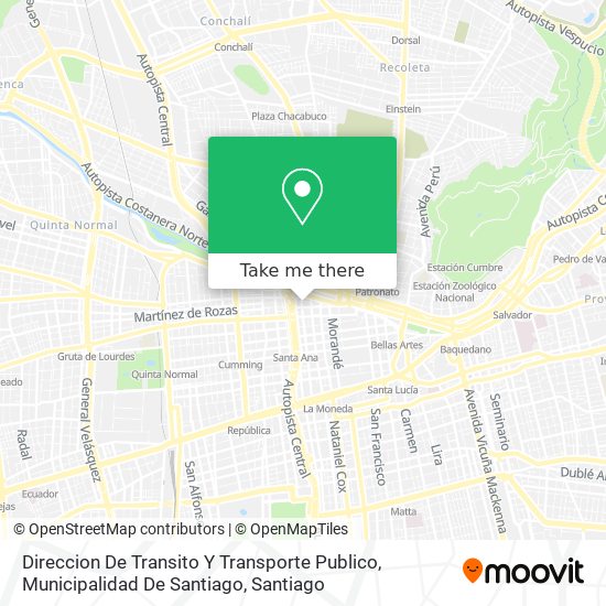 Direccion De Transito Y Transporte Publico, Municipalidad De Santiago map