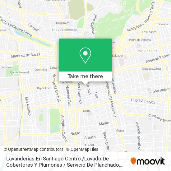 Lavanderias En Santiago Centro /Lavado De Cobertores Y Plumones / Servicio De Planchado map