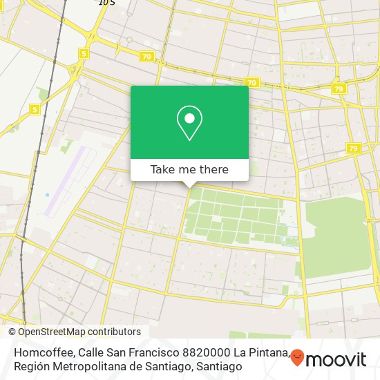 Mapa de Homcoffee, Calle San Francisco 8820000 La Pintana, Región Metropolitana de Santiago