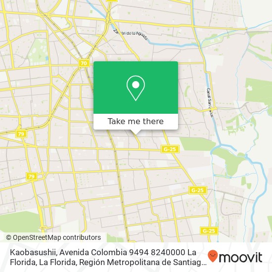 Mapa de Kaobasushii, Avenida Colombia 9494 8240000 La Florida, La Florida, Región Metropolitana de Santiago