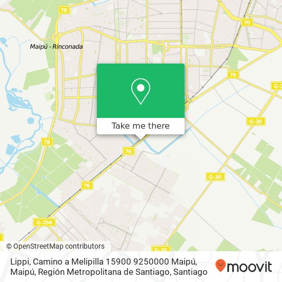 Mapa de Lippi, Camino a Melipilla 15900 9250000 Maipú, Maipú, Región Metropolitana de Santiago