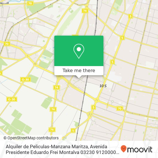 Mapa de Alquiler de Peliculas-Manzana Maritza, Avenida Presidente Eduardo Frei Montalva 03230 9120000 Lo Espejo, Lo Espejo, Región Metropolitana d