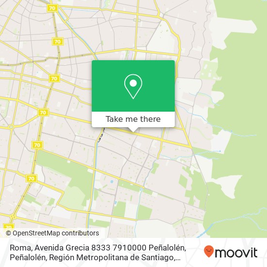 Mapa de Roma, Avenida Grecia 8333 7910000 Peñalolén, Peñalolén, Región Metropolitana de Santiago