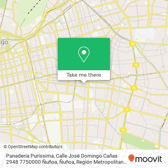Panadería Puríssima, Calle José Domingo Cañas 2948 7750000 Ñuñoa, Ñuñoa, Región Metropolitana de Santiago map