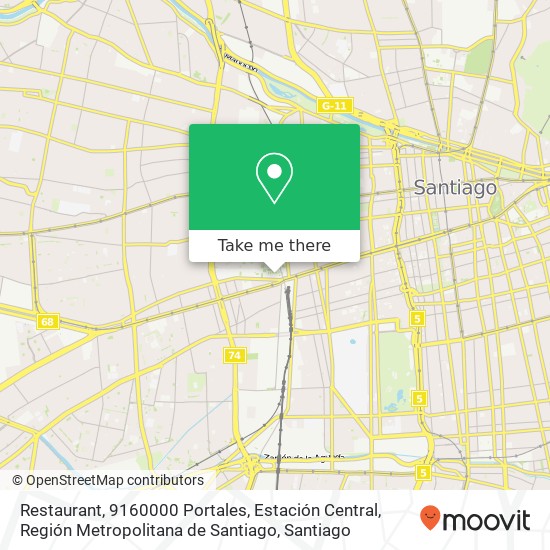 Mapa de Restaurant, 9160000 Portales, Estación Central, Región Metropolitana de Santiago