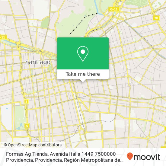 Mapa de Formas Ag Tienda, Avenida Italia 1449 7500000 Providencia, Providencia, Región Metropolitana de Santiago