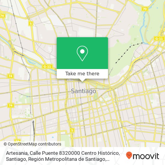 Mapa de Artesania, Calle Puente 8320000 Centro Histórico, Santiago, Región Metropolitana de Santiago