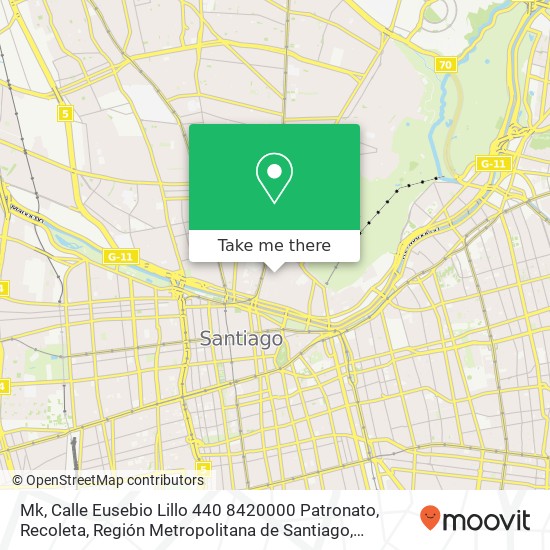 Mapa de Mk, Calle Eusebio Lillo 440 8420000 Patronato, Recoleta, Región Metropolitana de Santiago