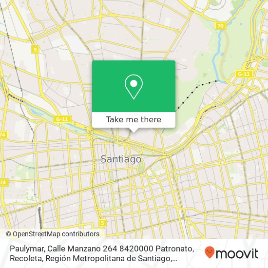 Paulymar, Calle Manzano 264 8420000 Patronato, Recoleta, Región Metropolitana de Santiago map