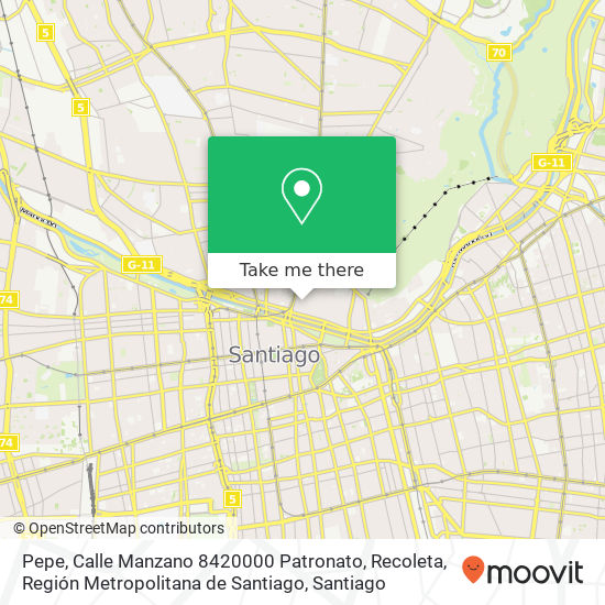 Pepe, Calle Manzano 8420000 Patronato, Recoleta, Región Metropolitana de Santiago map
