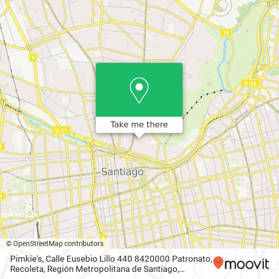 Mapa de Pimkie's, Calle Eusebio Lillo 440 8420000 Patronato, Recoleta, Región Metropolitana de Santiago