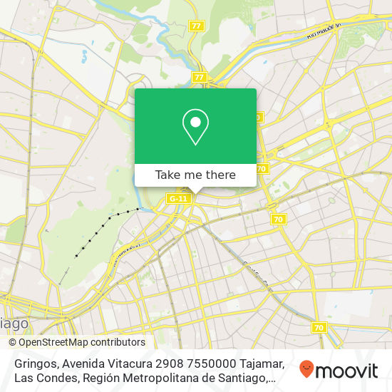 Gringos, Avenida Vitacura 2908 7550000 Tajamar, Las Condes, Región Metropolitana de Santiago map