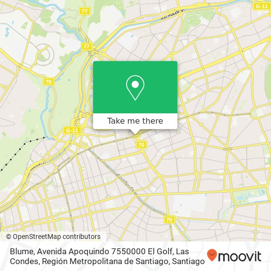 Blume, Avenida Apoquindo 7550000 El Golf, Las Condes, Región Metropolitana de Santiago map