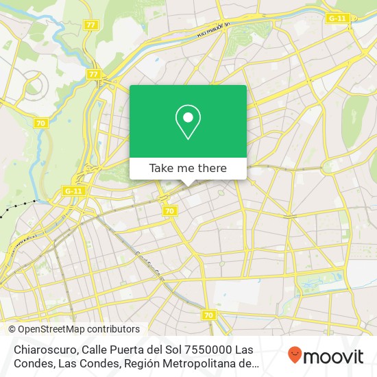 Mapa de Chiaroscuro, Calle Puerta del Sol 7550000 Las Condes, Las Condes, Región Metropolitana de Santiago