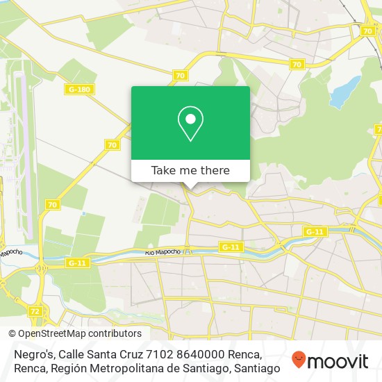 Mapa de Negro's, Calle Santa Cruz 7102 8640000 Renca, Renca, Región Metropolitana de Santiago