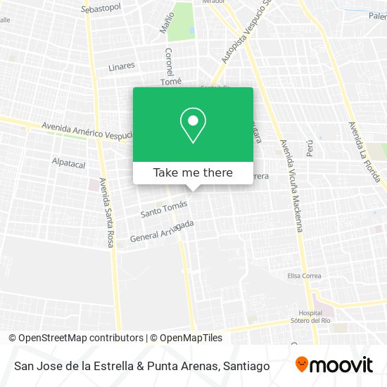 Mapa de San Jose de la Estrella & Punta Arenas