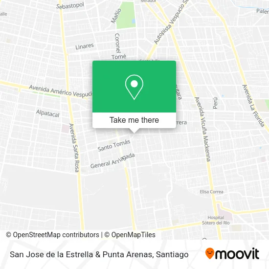 San Jose de la Estrella & Punta Arenas map