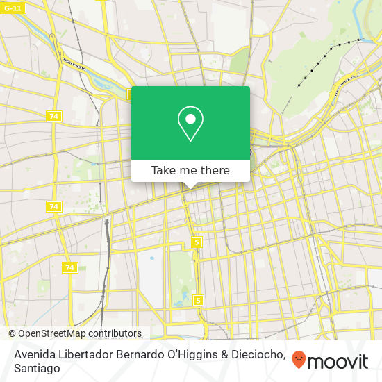 Avenida Libertador Bernardo O'Higgins & Dieciocho map
