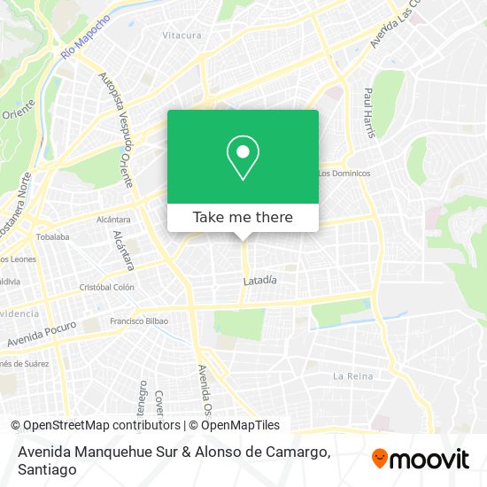 Avenida Manquehue Sur & Alonso de Camargo map