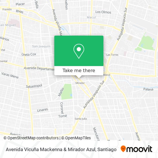 Avenida Vicuña Mackenna & Mirador Azul map