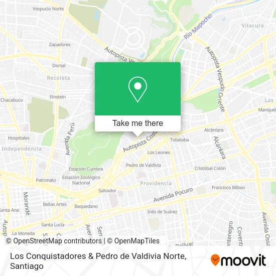 Los Conquistadores & Pedro de Valdivia Norte map