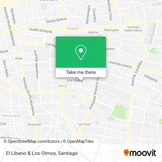 El Líbano & Los Olmos map