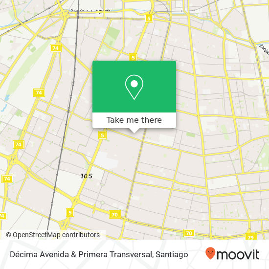 Décima Avenida & Primera Transversal map