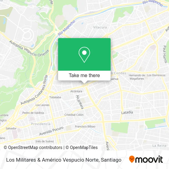 Los Militares & Américo Vespucio Norte map