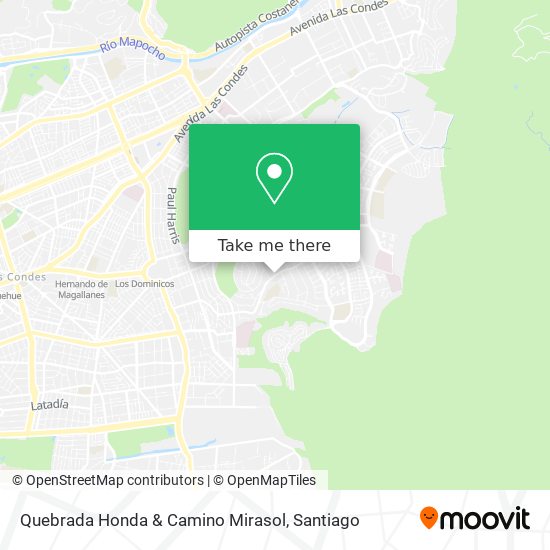 Quebrada Honda & Camino Mirasol map