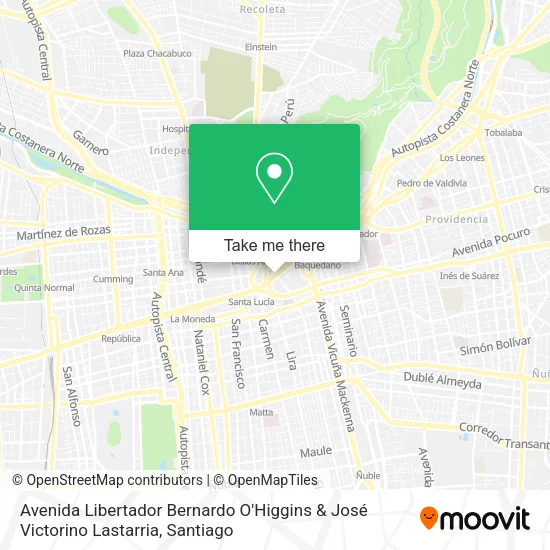 Avenida Libertador Bernardo O'Higgins & José Victorino Lastarria map