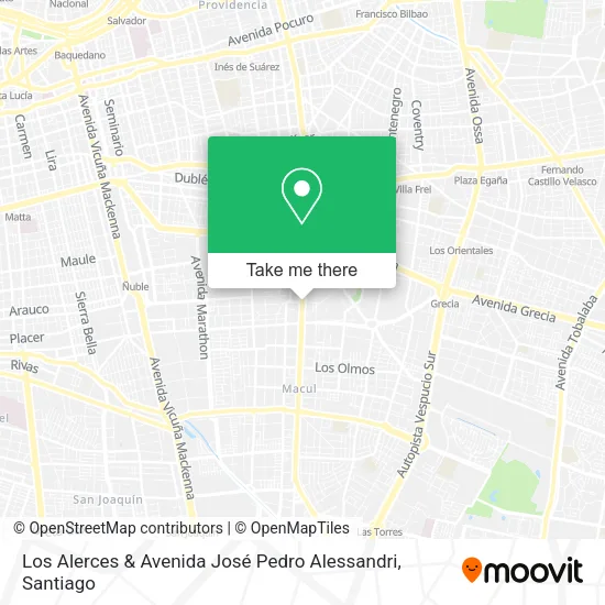 Los Alerces & Avenida José Pedro Alessandri map